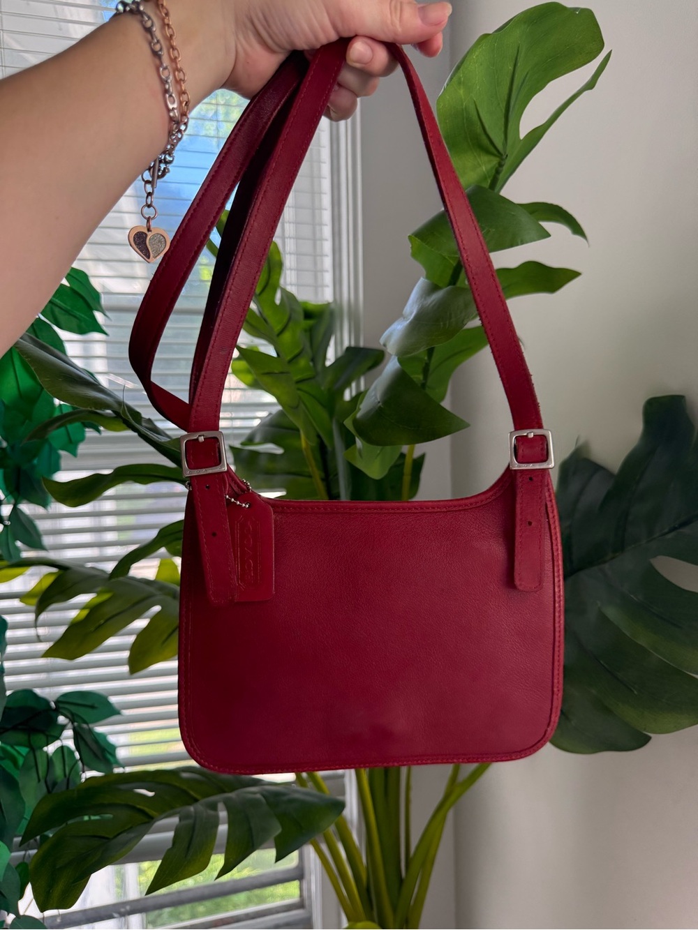 Coach Deep Red Leather Shoulder Bag